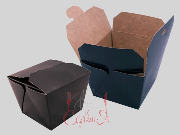 Коробка папер. для лапши 85х85х82,5мм 700мл чорна всеред. білий ламін. 10шт 013895_2