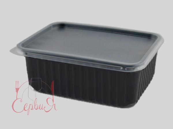 Контейнер РР 179х132х64мм з прозор.кришкою чорне дно 1л 10шт 015212/015213К_2