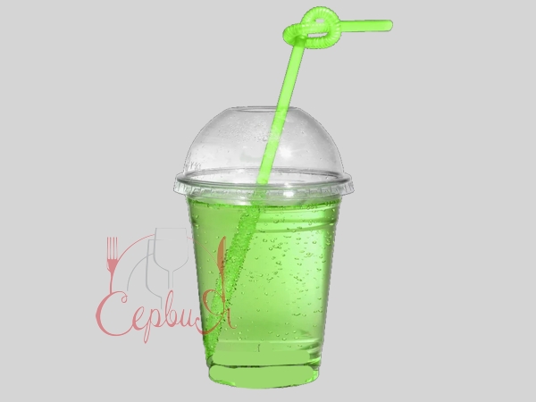 Стакан 300мл з купольною кришкою з отвором 50шт 41405 У_2