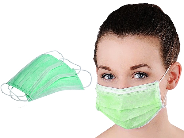 Маска мед. спанбонд однораз. 3шар. зелена 50шт PL_1