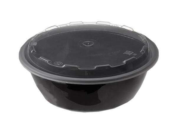 Контейнер РР д.152мм, h48мм чорний з прозор.кришкою 530мл 10шт 015400  1264_1