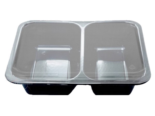 Контейнер РР 2хсекц. 227х178х50мм чорний с прозор. кришкою 10шт Т2 А 25920_1