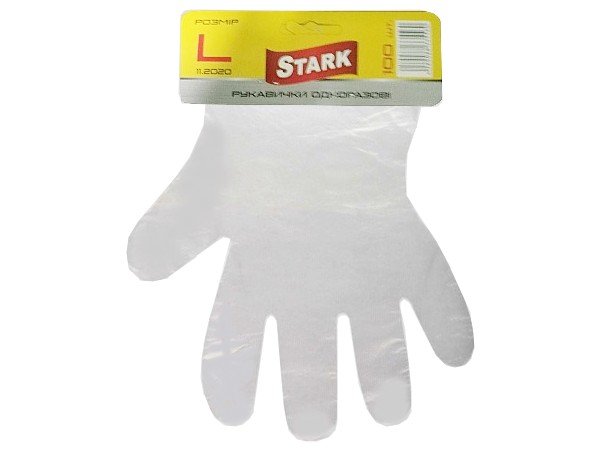 Рукавички п/е L прозорі 100шт на планці Stark АП_1