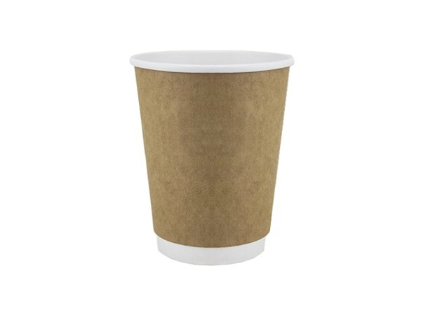 Стакан 350мл паперовий двошаровий Крафт/білий всеред.під кришку ГР-90 30шт GP 02-0076_1