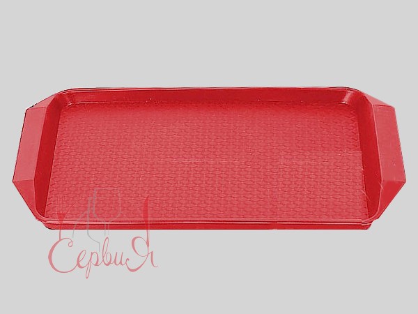 Піднос 43х30см пластик червоний з ручками 591801_2