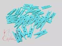 Прищіпка-міні дерев'яна декор.бірюзова 3,5см_thumbnail