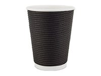 Стакан 430мл паперовий гофра чорний 25шт АПХ_thumbnail