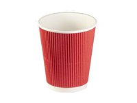 Стакан 270мл паперовий гофра червоний під кришку ST-79 25шт ЕС_thumbnail
