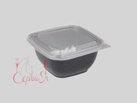 Контейнер РЕТ 126х126х51,5мм чорний з прозор.кришкою 375мл 10шт 015017/015022_thumbnail