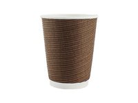 Стакан 340мл паперовий гофра коричневий під кришку АР-80 25шт АПХ_thumbnail