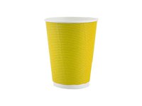 Стакан 270мл паперовий гофра жовтий під кришку АР-80 25шт АПХ_thumbnail