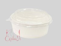 Контейнер папер.д.145, h67мм з прозор.криш. 750мл білий 10шт 011511Т/010591_thumbnail