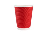 Стакан 340мл паперовий гофра червоний 25шт АПХ_thumbnail
