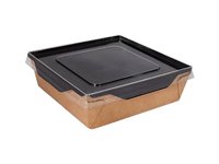 Контейнер папер.150х150х50мм з прозр.криш. 900мл КРАФТ чорне всеред. 10шт 013851\/013821К_thumbnail