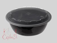 Контейнер РР д.152мм, h48мм чорний з прозор.кришкою 530мл 10шт 015400  1264_thumbnail