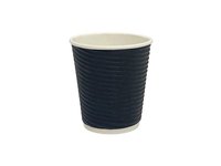 Стакан 340мл паперовий гофра чорний під кришку ГР-80 25шт ЕС_thumbnail