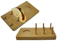 Підставка дерев'яна для тако з виїмкою під соусник 22х17см_thumbnail