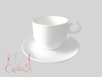 Чашка чайна з блюдцем біла 320мл/д.17см 19855_thumbnail