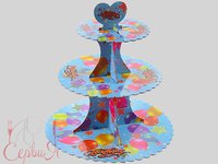 Стойка для торта"Праздник" 3-х уровневая картон  арт.19002_thumbnail