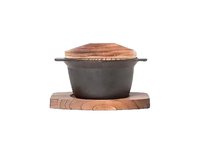 Кастрюля с крышкой чугун д.11,8см на деревянной подставке C&T HEH501W_thumbnail