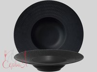 Тарілка для пасти чорна матова з візерунком 30,5см АР_thumbnail