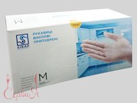 Перчатки вінілові М прозорі припудрені 100шт СТ_thumbnail