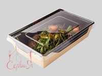 Контейнер папер.165х120х45мм з прозр.криш. 500мл КРАФТ чорний всеред. 50шт 013848\/013826К_thumbnail