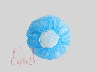 Шапочка-берет флізелін одноразова блакитна ЗПТ_thumbnail