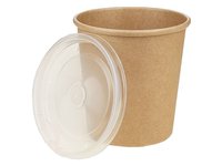 Контейнер папер.для супу крафт з прозорою кришкою 480мл 25шт ПП_thumbnail