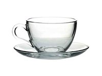 Чашка з блюдцем прозора 215мл BASIC 97948 6шт_thumbnail