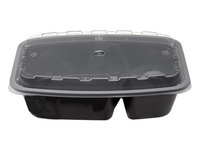 Контейнер РР 211х146х51мм двосекційний чорний з прозор.кришкою 800мл 10шт 015403 1262_thumbnail