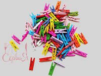 Прищіпка-міні дерев'яна декор. кольорова 3см 100шт ДЖ_thumbnail