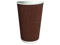 Стакан 500мл паперовий гофра коричневий 20шт КС_thumbnail