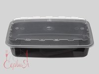 Контейнер РР 207х140х40мм чорний з прозор.кришкою 830мл 10шт 015402  1261_thumbnail