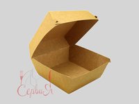 Бокс картон. для бургера 130х130х100мм 300мл крафт/крафт 100шт 013878_thumbnail