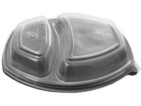 Контейнер РР ланч-бокс 257х202х37мм 2х секц.чорний з прозор.кришкою 1л 10шт 015011/12 СпК-257Ч-2_thumbnail