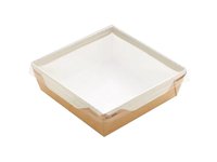 Контейнер папер.150х150х50мм з прозр.криш. 900мл КРАФТ біле всеред. 10шт 013821/К_thumbnail