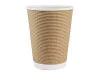 Стакан 340мл паперовий гофра бурий під кришку АР-80 25шт АПХ_thumbnail