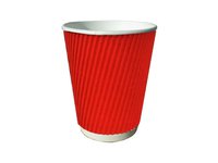 Стакан 340мл паперовий гофра червоний 25шт КС_thumbnail