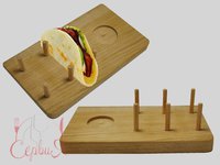 Підставка дерев'яна для тако з виїмкою під соусник 22х17см_thumbnail