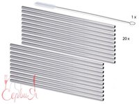 Соломка для сока 21,4смх6мм металлическая со щеткой  3468387 20шт_thumbnail