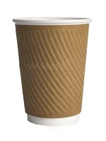 Стакан 420мл паперовий двошаровий ДІАГОНАЛЬ Крафт/білий всередині 20шт АПХ 122535_thumbnail