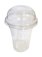 Стакан 350мл з купольною кришкою з отвором 100шт ОР_thumbnail