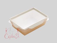 Контейнер папер.165х120х45мм з прозр.криш. 500мл КРАФТ біле всеред. 50шт 013826/К_thumbnail