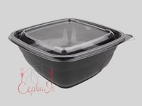 Контейнер РЕТ 190х190х51,5мм чорный з прозор.кришкою 1л 10шт 015026/015029_thumbnail