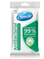 Серветкі вологі антибактеріальні Smile 15шт 42504021_thumbnail