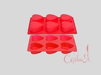 Форма силиконовая 6шт на планшете  Сердце  29,5х17,5 16421_thumbnail