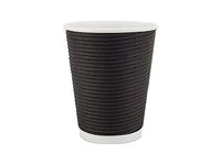 Стакан 340мл паперовий гофра чорний 25шт АПХ_thumbnail