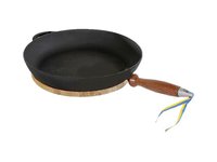 Пательня д.220мм h40мм з с дерев'яною ручкою Термо чавун_thumbnail