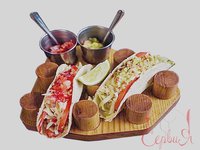 Підставка дерев'яна для тако з виїмкою під 2 соусники д.30см_thumbnail